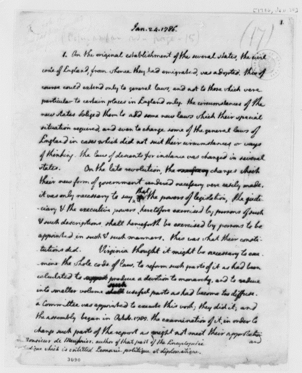 Image 105 of 1213, Thomas Jefferson to Jean Nicholas Demeunier, Janua
