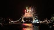 London Olympics fireworks at Tower Bridge