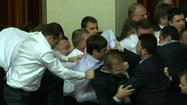 Raw: Brawl Over Vote in Ukraine Parliament