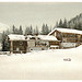 [Winter scene with log structure, Grisons, Switzerland] (LOC)