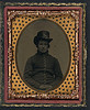 [Unidentified young Union soldier in infantry shell jacket with shoulder scales and Company E Hardee hat] (LOC) by The Library of Congress