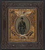 [Unidentified soldier in Union uniform with musket, U.S. Model 1862 "Zouave" bayonet, cartridge box, and cap box] (LOC) by The Library of Congress