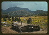 Dugout house of Faro Caudill, homesteader with Mt. Allegro in the background, Pie Town, New Mexico (LOC) by The Library of Congress