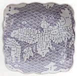 Traditional Map of Japan on Blue and White Porcelain.