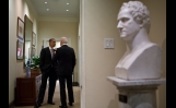 President Obama and Vice President Biden Talk in the West Wing