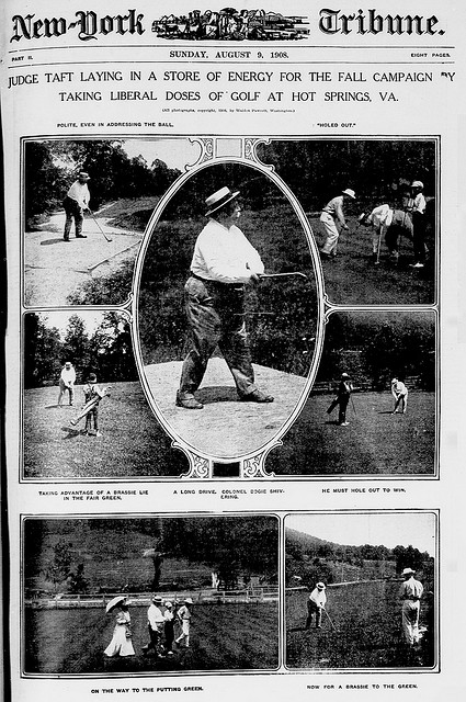 Judge Taft laying in a store of energy for the fall campaign by taking liberal doses of golf at Hot Springs, VA (LOC)
