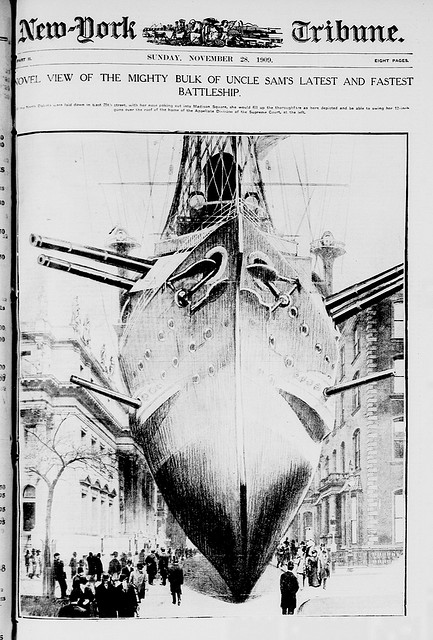Novel view of the mighty bulk of Uncle Sam's latest and fastest battleship (LOC)