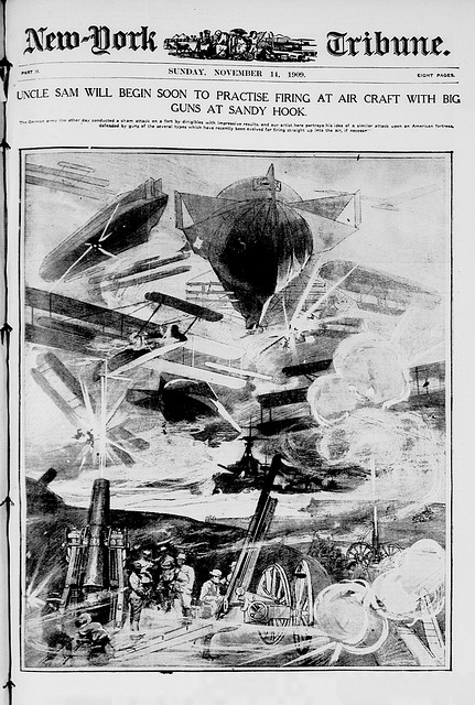 Uncle Sam will begin to practise firing at aircraft with big guns at Sandy Hook (LOC)