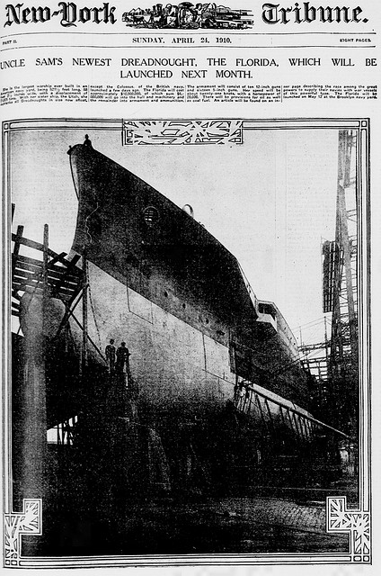 Uncle Sam's newest dreadnought, The Florida, which will be launched next month (LOC)