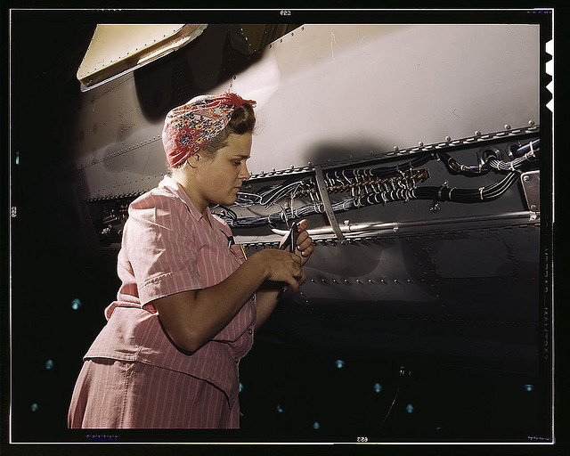 With careful Douglas training, women do accurate electrical assembly and installation work, Douglas Aircraft Company, Long Beach, Calif. (LOC)