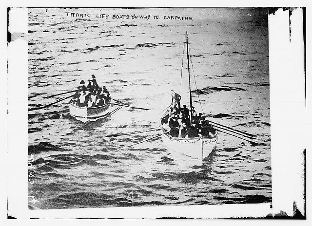 TITANIC life boats on way to CARPATHIA (LOC)