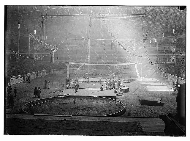 [Interior of Madison Square Garden, New York City, preparing for circus week] (LOC)