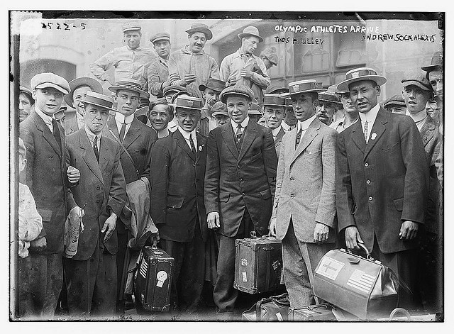 Olympic athletes arrive. Thos. H. Lilley, Andrew Sockalexis (LOC)