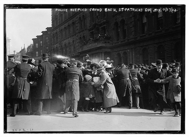 Police keeping crowd back, St. Pat. Day, 1913 (LOC)