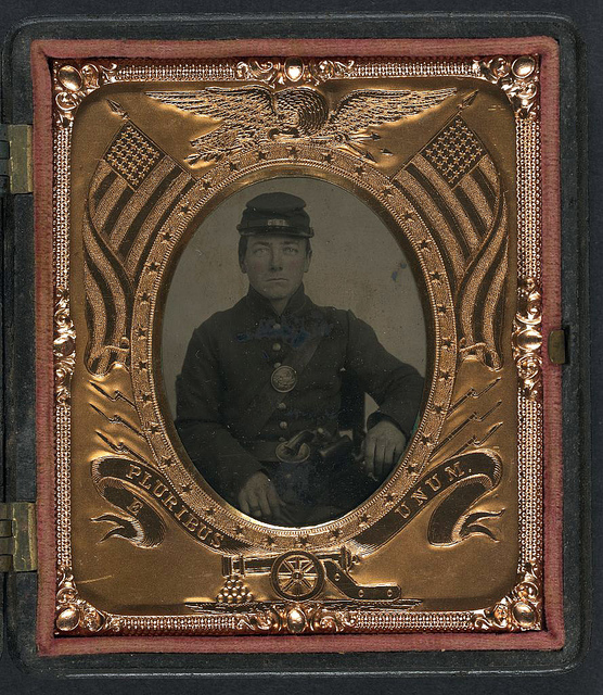 [Roswell K. Bishop of Company I, 123rd New York Infantry Regiment in uniform with holstered revolver] (LOC)
