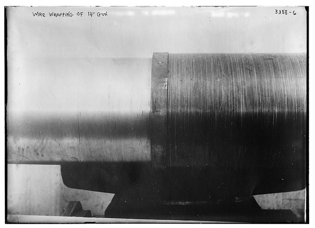 Wire wrapping of 14" gun (LOC)