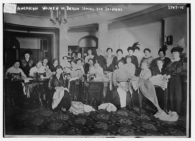 American women in Berlin sewing for soldiers (LOC)