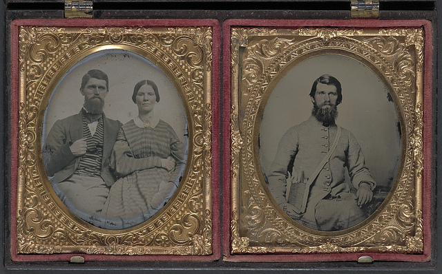 [Dr. Alexander Harris of 15th Virginia Infantry Regiment in uniform and Dr. Harris with his wife after the war] (LOC)