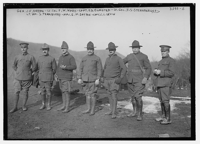 Gen. J.F. O'Ryan, Lt. Col. F.W. Ward, Capt. E.D. Olmstead, Lt. Col. H.S. Sternberger, Lt. Wm. S. Terriburry, Maj. E.W. Dayton, Capt. C. Levin (LOC)