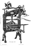 Drawing of a printing press.