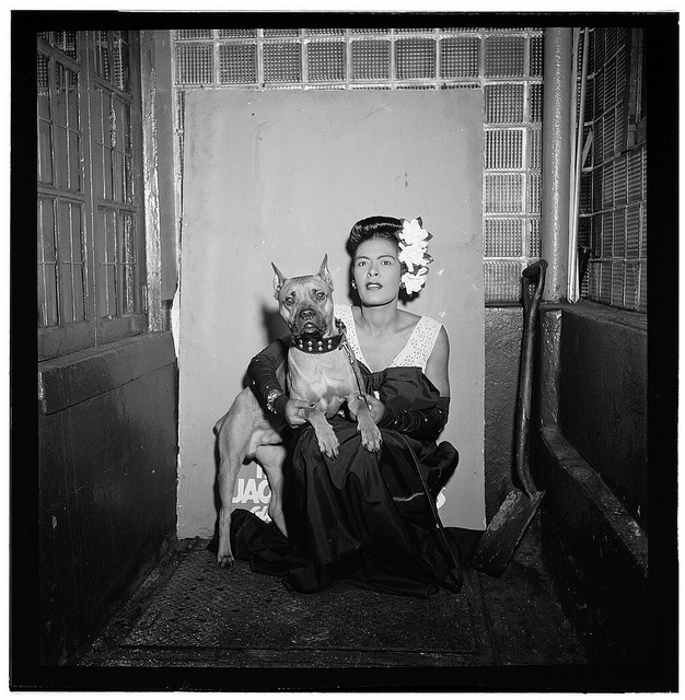 [Portrait of Billie Holiday and Mister, Downbeat, New York, N.Y., ca. Feb. 1947] (LOC)