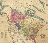 Map of the Indian Tribes of North America, about 1600 A.D along the Atlantic, & about 1800 A.D. Westerly . . .