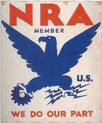 Poster, reading "NRA member: We Do Our Part," displayed by businsses supporting the National Recovery Administration, 1933-1935.