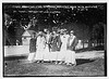 At tennis tournament, Morristown - Misses Hamilton, Crag, Stephens, Hamilton, [Gertrude] Della Torre, Hamilton and Smith (LOC) by The Library of Congress