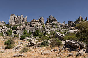 Paysage karstique à El Torcal de Antequera, en Andalousie.  (définition réelle 3 087 × 2 054)