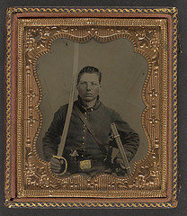 [Elias Teeple in Union uniform with saber and Smith and Wesson revolver] (LOC)