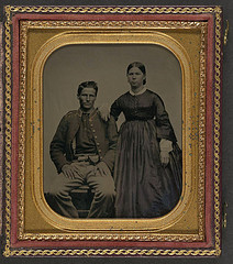[Unidentified soldier in Union uniform next to unidentified woman] (LOC)