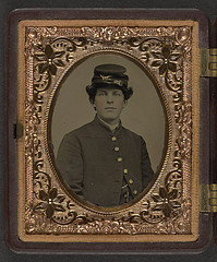 [Unidentified young soldier in Union uniform with forage cap] (LOC)