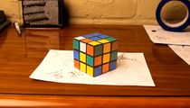 Rubik's cube illusion -- stilll from youtube video