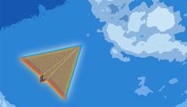 Illustration of a paper airplane flying through the sky