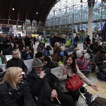 Photo: Travel chaos as floods force road closures and all trains to Heathrow are cancelled on busiest day of festive getaway http://bit.ly/R8Rg8t
