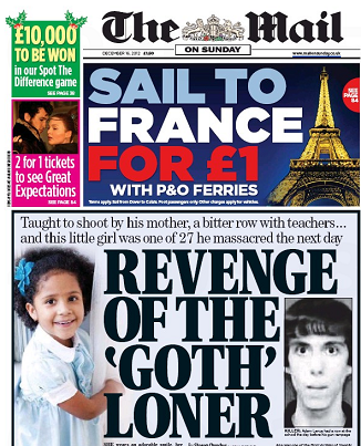 Photo: Today's front page: Revenge of the 'goth' loner -http://bit.ly/VIZRf4

Gallery of the innocents: Pictures of the tiny victims of Sandy Hook http://bit.ly/VIZPnl