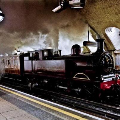 Photo: Steam train returns to London Underground for the first time in a century to mark 150 years since the Tube was opened http://bit.ly/Tr2P9f
