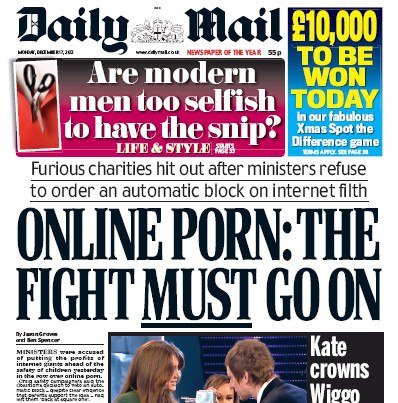 Photo: Online porn, the fight MUST go on: Furious charities hit out after ministers refuse to order an automatic block on internet filth - http://bit.ly/VL45mc

Are the government failing to protect children from online porn? http://bit.ly/VL95ag

The Duchess of Cambridge puts a tough few weeks behind her as she presents Sports Personality of the Year award to Bradley Wiggins - http://bit.ly/VL4oNE