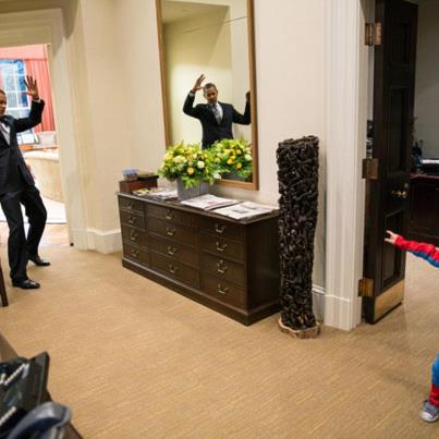 Photo: Gotcha! Adorable never-before-seen photo shows President Obama caught in the web of Spider-Man (as played by one of his staffer's children) http://bit.ly/VaNBmI