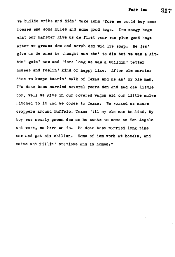 Page 217 of 279, Texas Narratives, Volume XVI, Part 3