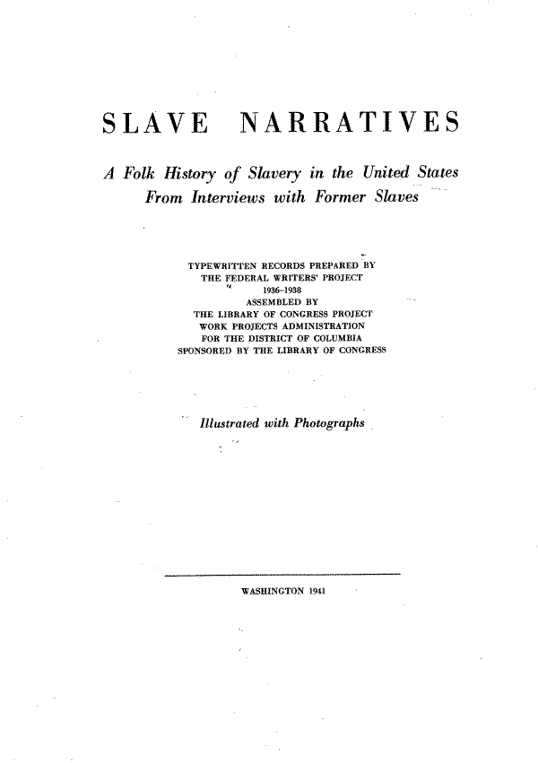 Unnumbered Page, Tennessee Narratives, Volume XV