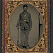 [Unidentified soldier in Union uniform with bayoneted musket, cartridge box, and cap box] (LOC)