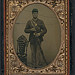 [Unidentified soldier in Union sack coat and forage cap with bayonet scabbard and bayoneted musket] (LOC)