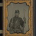 [Corporal Elias Warner or Warnear of Company K, 3rd New York Cavalry Regiment with 1852 Slant Breech Sharps carbine and cavalry saber] (LOC)