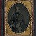 [Unidentified soldier in Union uniform and Ohio Volunteer Militia belt buckle] (LOC)