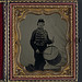 [Unidentified soldier in Union uniform and Ohio Volunteer Militia belt buckle with drum] (LOC)