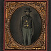 [Unidentified soldier in Union uniform and planter hat with bayoneted musket, cap box, and scabbard] (LOC)