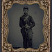 [Unidentified soldier in Union cavalry uniform and shoulder scales with saber] (LOC)