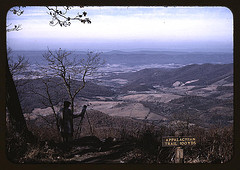A woman painting a view of the Shenandoah Valley from the Skyline Drive, near an entrance to the Appalachian Trail, Virginia (LOC)
