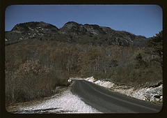 The road along the Skyline Drive, with a light snowfall in the rocks beside, Virginia (LOC)